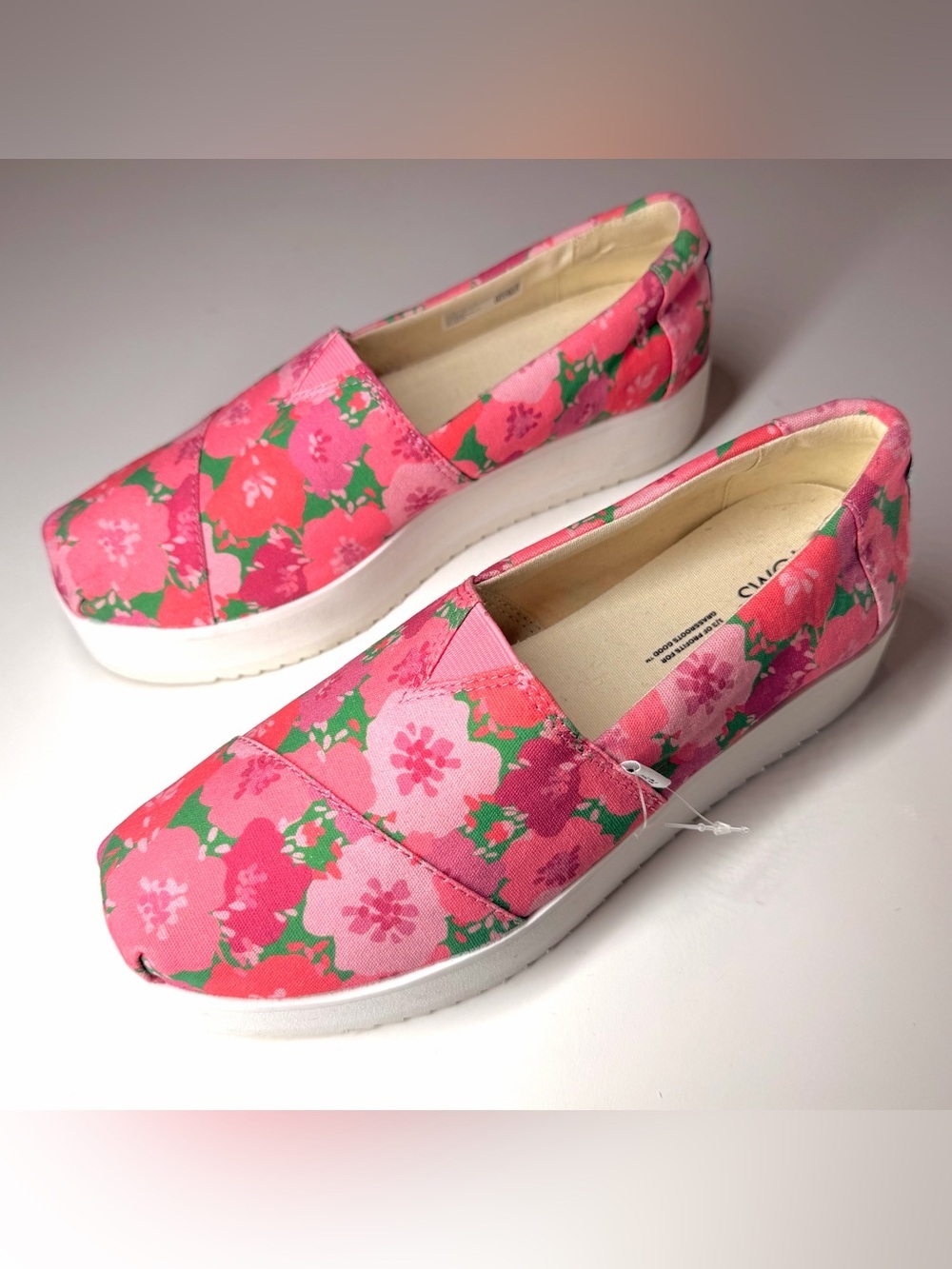 Tom’s Women’s Alpargata Midform Espadrille Floral Slip On Flats Size- 7.5